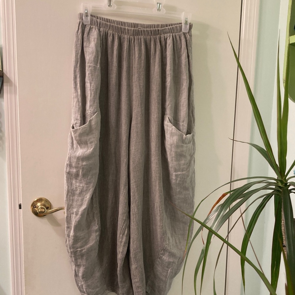 Meo Meli Gray Wide Leg Linen Pants